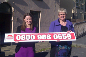 Bryson Energy Referral Manager Louise Magee pictured with South Down MP Margaret Ritchie at the SDLP constituency office in Saul Street in Downpatrick help launch the Warm Home Scheme last year. 
