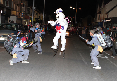 Ghostbusters zap Mr XXXXX on Main Street in Newcastle. .
