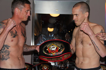 Davy Foster, right, facing Scott Bryans fro the British welterweight kickboxing crown.