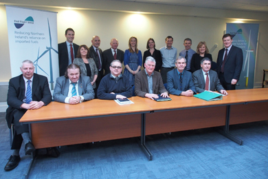 The First Flight Wind Community Stakeholder Panel chaired by Dr Conor Patterson, back right.
