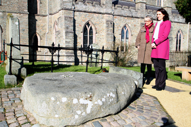 Margaret Ritchie, South Down MP, hosted a visit to St Patrick's Country from Theresa Villiers MP, Secretart of State for Northern Ireland.  They are pictured at St Patrick's Grave.