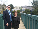 UKIP representative Alan Lewis pictured with Dawn Porter on the bridge in Ballynahinch where she fell.  