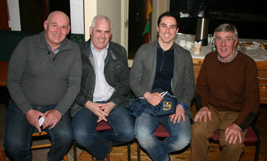 Francis McKinbbin, Brendan Fitzpatrick, Aaron Kernan and Tommy Walsh at the U-21 awards night.