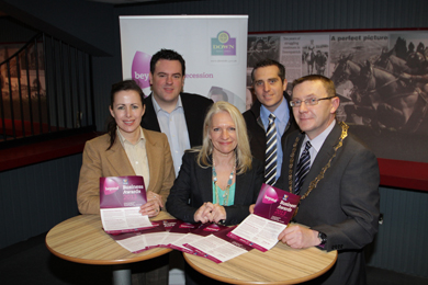 At the launch of the Beyond Down Business were Anny and David McNeil of thegreenhouseni, Beyond NI staff Vickie Maquire, Outreach Officer and Michael Forster, Business Interlligence Officer, and Down District Council Chairman, Councillor Mickey Coogan.