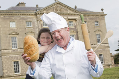 UTV presenter Julian Simmons pictured with Lily O'Connor from Downpatrick ready for the Bread Festival at Castle Ward. 