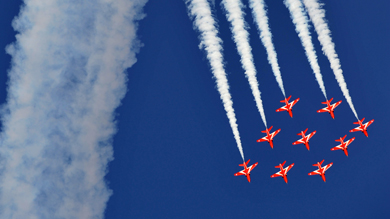 The 2011 Red Arrows team will perform a fly past this Saturday in Newcastle. 
