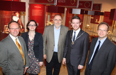 At the opening of the exhibition were Chris Bailey, Director of the Northern Ireland Museums Council, Anna Godlewska, Deputy Director, Polish Cultural Institute, Wojciech Brzezinski, Director of the Polish State Archaelogical Museum, Down District Council Vice Chairman Councillor Gareth Sharvin, and Mike King, Down County Museum Curator.