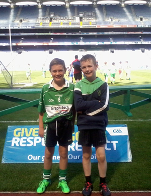 Aughlisnafin U12s Players Ruari King and Cathal Murphy at Down GAA Activties Day in Croke Park