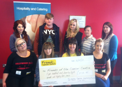 Downpatrick Hospitality and Catering Students have raised funs for the Friends of the Cancer Centre. 