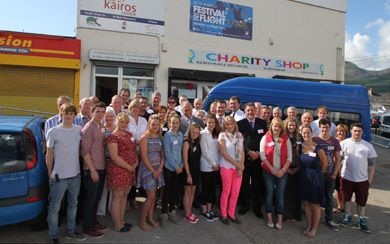Staff and volunteers and public represnetatives pictured at the Kairos centre with the Pride of Place judges.