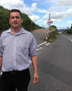 Councillor Willie Clarke concerned about traffic at the KIng Street junction in Newcastle. 