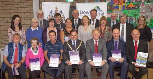 Ballygowan and District Community Association members with local Ards Borough officials and Strangford politicians at the launch of the action plan. 
