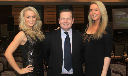 Ronan Graham of SP Graham welcomed the public to the Cheltenham Preview night at the Europa Hotel and included are Lucy Stewart and  Kelly Leigh Anderson.