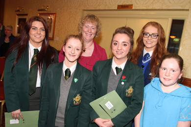 Pupils from St Malachy's High School, Assumption Grammar School and St Jospeh's PS Carnacaville attended the health committee meeting in the Burrendale Hotel in Newcastle. Included is Maruna Hanna, Head of School, St Malachy's HS.