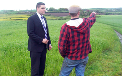UKIP representative Alan Lewis has met a number of farmer a cross Down District during his cavass for the Rowallenen area local government election.
