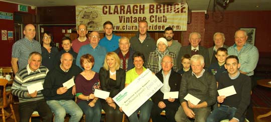 Claragh Bridge Vintage Club present cheques to  local charities after their succesfull summer vinatge show. 