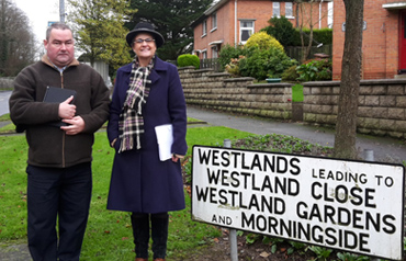 Call for safety crossing: Cllr Terry Andrews with South Down MP Margaret Ritchie in Crossgar.