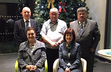 (Back row from the left L McLernon Equality and Policy Officer Down District Council, Cllr T Andrews Chairman Equality and Diversity Working Group, Cllr W Walker Chairman Down District Council, front row from left Cllr C O’Boyle Vice Chairman Equality and Diversity Working Group, R Mackin Assistant Director of Administration (Equality ) Newry and Mourne District Council)