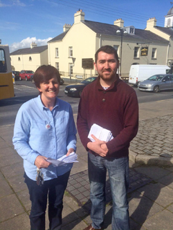 Sinn Féin's Caitriona Ruane MLA and Cllr Seth LInder pictured in Hilltown.  