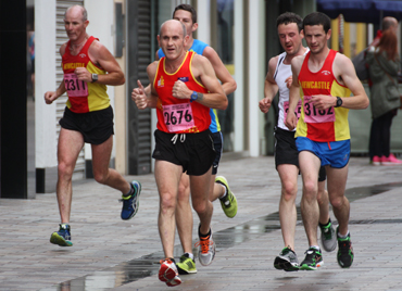 EDAC runner Dee Murray in action with local runners from Down. 