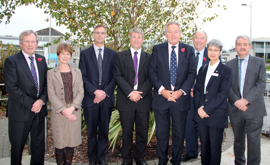 Pictured  L/R are: Mr John Moorehead (Consultant Surgeon, SEHSCT), Prof Vivien Lees (Member RCS Council), Mr John Abercromie (Member RCS Council), Hugh McCaughey (Chief Executive, SEHSCT), Mr Steve Cannon (Senior Vice-President, Royal College of Surgeons), Mr Martyn Croomer (Head Research, Royal College of Surgeons), Miss Fiona Myint (Member of RCS Council) & Mr Charlie Martyn (Medical Director, SEHSCT)