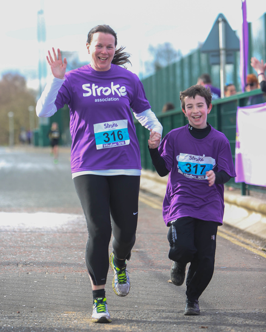 Pauline Hamilton and Ben Mooney running for the Stroke Association.