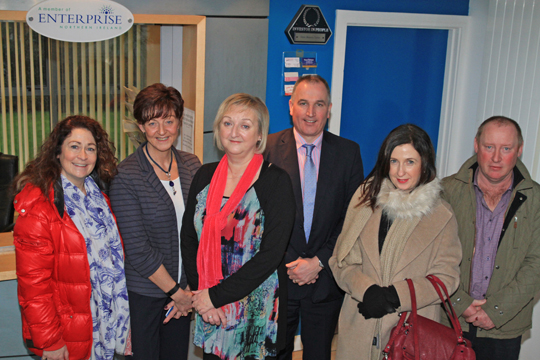 Pictured at the first 30:30 breakfast meeting celebrating 30 years of the Down Business Centre are Michelle Grant (Sleepy Hollow), Clare Bain (business coach and guest speaker), Janice Symington, Centre manager), Kieran McMahon (Centre director), Bernie Quinn (Dx8eja-Vu Hair Company), and success story Harry Hughes (Twelve Arches Garden Centre) who received assistance with a business plan 30 years ago.