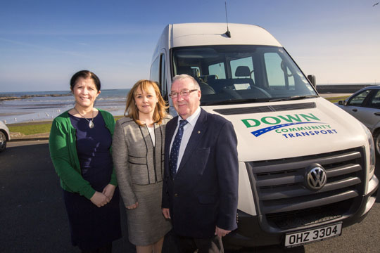 Transport Minister Michelle McIlveen pictured with Deborah Boden (Manager of Down Community Transport) and Francis Casement (Chairperson of Down Community Transpot) at the public launch of Down Community Transport Group