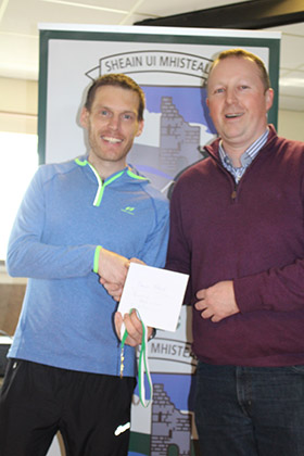 Male winner Barrie Atkinson with Conor Watson of Centra Cloughy.