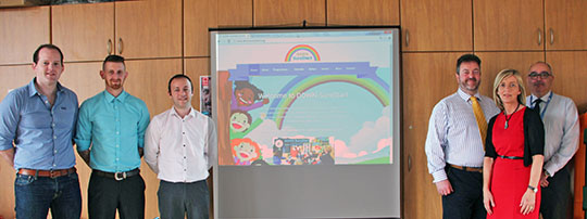 Ali Coleman, Andrew McKenna, Aaron Carlton, Professor Jonathan Wallace (Professor of Innovation, University of Ulster), Claire Marie Dickson (SureStart Coordinator) and Paul Carlin (Research and Development Manager, South Eastern Health & Social Care Trust).