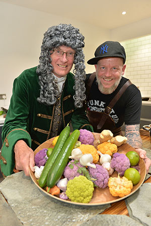 Sir Hans Sloane, the Killyleagh-born 17th century inventor of milk chocolate, joins Finnebrogue Artisan consultant development chef Chris Burt to announce a sweet partnership, as Finnebrogue Artisan announce their sponsorship of the 2016 Hans Sloane Chocolate & Fine Food Festival, Killyleagh. Scheduled to take place from 23rd to 25th September at Killyleagh Castle, this year’s festival will include over 15 chocolatiers and nearly 40 local artisan food producers as well as a range of activities for the whole family to enjoy. For more information visit www.hanssloane.com. Photo by Aaron McCracken, Harrison Photography.
