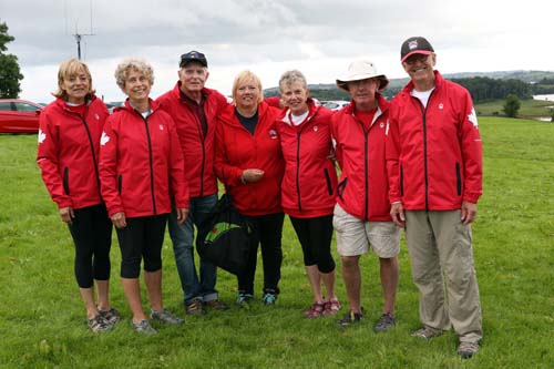 Ann Fee from KIllyleagh with Canadian visitors from the Ayle of Quinte Skiff Club, Prince Edward County near Toronto. From left, Elyse Graff, jane Dean, Bob McKittrick, Marilyn Kennedy, Sandy Pratt and Tony Dean.