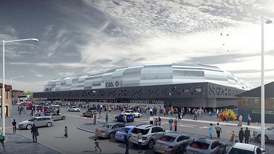 The proposed new GAA stadium at Casement Park in Belfast  