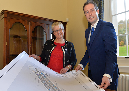 Communities Minister, Paul Givan today announced a £3.36million development plan for a new Downpatrick Jobs and Benefits Office based in Rathkeltair House, Downpatrick.  The Minister is pictured with South Down MP Margaret Ritchie. 