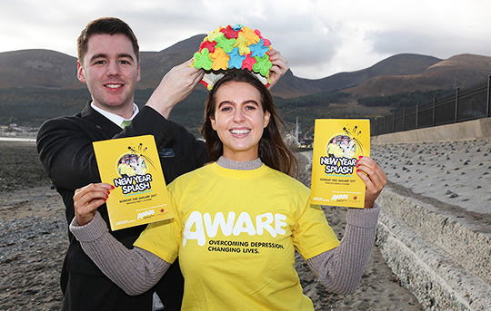 Gemma Black from Northern Ireland’s national depression charity, AWARE, is joined by Ruairi McLaughlin from the Slieve Donard Resort and Spa as they prepare for AWARE’s New Year Splash taking place at the Slieve Donard on Monday 2 January 2017.