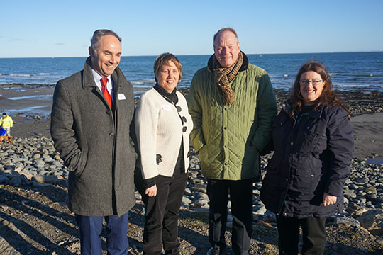 Committee for Infrastructure pictured in Ballyhalbert visiting an area impacted by coastal erosion. From left are MLA's Alex Easton; Jenny Palmer, Chairperson of the Committee; William Humphrey; and Kellie Armstrong.