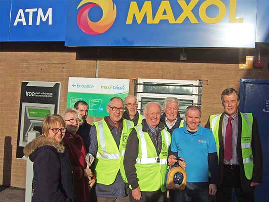 From left: Glenda Dennis, Eileen Morgan, Paul Smyth, Vincent Murphy, Graham Dickson, Pat Sheridan (President, Downpatrick Lions Club), Fergus Kelly, Stevie Fitzsimons (Manager), Seamus McMullan.