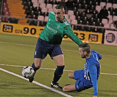 Sub Tony McIlhone played his part in the Downpatrick victory over Immaculata at Seaview.