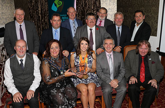 Newry, Mourne and Down District Council held a Civic Reception for Bethany Firth, Triple Gold Medal Winner at the Rio Paralympics. Bethany is pictured with Chairperson Gillian Fitzpatrick, Chief Executive Liam Hannaway and councillors.
