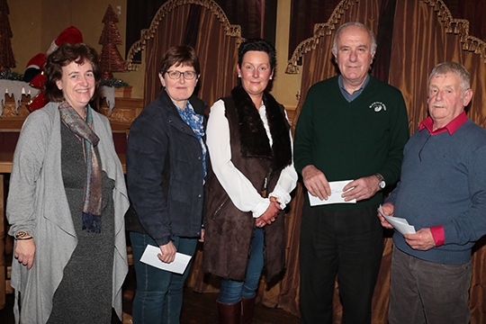 The Castlewellan Show chair Fiona Patterson with Shiela Malcolmson, Jackie Fitzpatrick of Rathfriland Farmers Coop, John Brennan, and RJ McCauley.