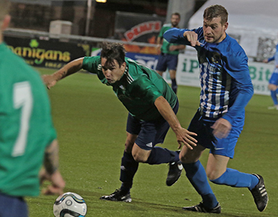 Andrew Beggley in action for Downpatrick against Immaculata.
