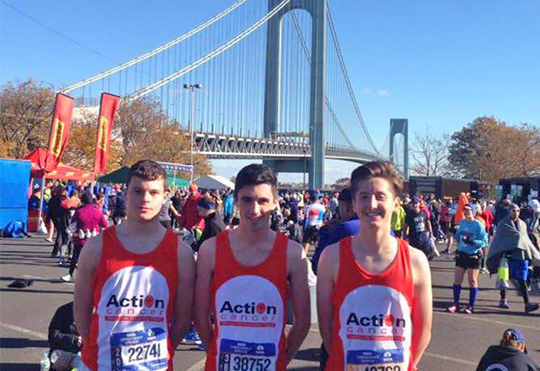 Conal Murnin, Dathi Sands and Luke Mulhall, all former pupils at St Patrick’s Grammar School from Downpatrick, have helped to raise over £30,000 for Action Cancer by completing the New York City Marathon 2016.