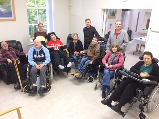 Mark McMullan sings to the service users at Ardarragh Resource Centre in Downpatrick,